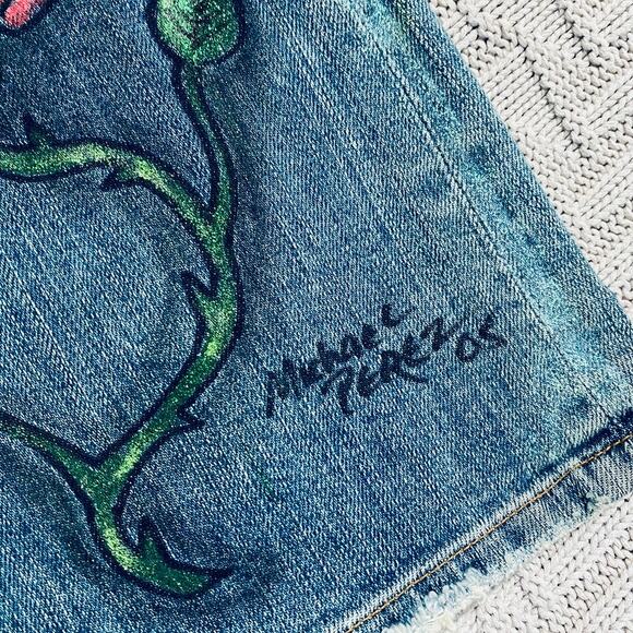 Red Engine painted flare jeans - Picture 7 of 12